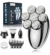 Head Shaver for Bald Men, 7D Electric Rechargeable Wet/Dry Shaving Razor with LED Display, 5-in-1...