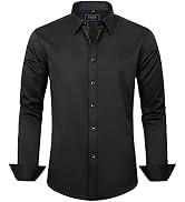 J.Ver Men's Dress Shirts Solid Long Sleeve Stretch Wrinkle-Free Formal Shirt Business Casual