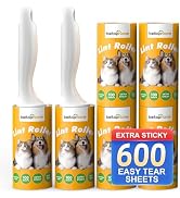Extra Sticky Lint Roller for Pet Hair, 600 Sheets with 2 Reinforced Handles, Heavy Duty Lint Roll...