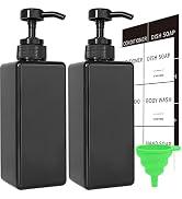 Black Soap Dispenser with Waterproof Labels, 16 oz Dish Soap Dispenser for Kitchen, Thickened Pla...