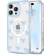 EYZUTAK Magnetic Case for iPhone 16 Pro Max, Compatible with MagSafe, Clear Cute Ribbon Bowknot A...