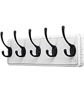 SKOLOO Rustic Wall Mounted Coat Rack: 16-inches Hole to Hole, Pine Solid Wood Coat Hook Hanger - ...