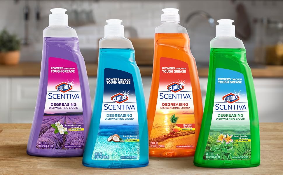Clorox, Scentiva, Dish Soap, degreasing, dishwashing, liquid