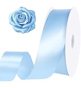 Blue Ribbon 1 1/2 Inch 120 Yards Light Blue Ribbon Baby Blue Satin Ribbon for Baby Shower Flower ...