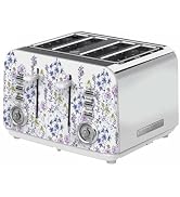 Laura Ashley Wild Meadow 4 Slice Toaster - Toaster 4 Slice Wide Slot | High Lift Lever, 7 Brownin...