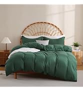 JSD Hunter Green Duvet Cover Set King Size, 3 Piece Duvet Cover with Pillow Shams, Soft Brushed M...