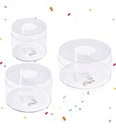 SOVQUEST 3 PCS Acrylic Clear Cake Stand Round 6 Inch 8 Inch 10 Inch Cake Display Stand with Lid F...