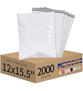 Metronic Poly Mailers 12x15.5 2000 Pack White, Medium Size Shipping Bags Bulk Mailing Envelopes f...