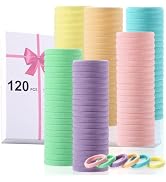 LuSeren 120 Pcs No Damage Thick Hair Ties, Large Soft Seamless Nylon Cloth Hair Elastics for Wome...