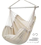 ADVOKAIR Hammock Chair Hanging Chair Swing Large Indoor with Anti-Slip Steel Spread Bar and Pocke...