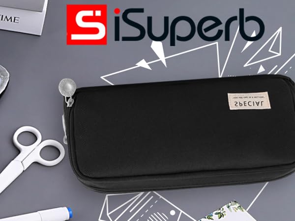 iSuperb Pencil Case 3 Compartments Pencil Pouch for Kids Teen Girls Boys Student