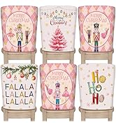 Christmas Chair Covers Set of 6 Pink Nutcracker Christmas Tree Chair Back Covers Holiday Dining C...