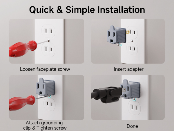 Reliable 2 to 3 prong outlet adapter powering grounded devices in older home outlets