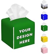 Custom Square Tissue Box Cover Green Leather Case Customized Facial Paper Organizer Decorative Ho...