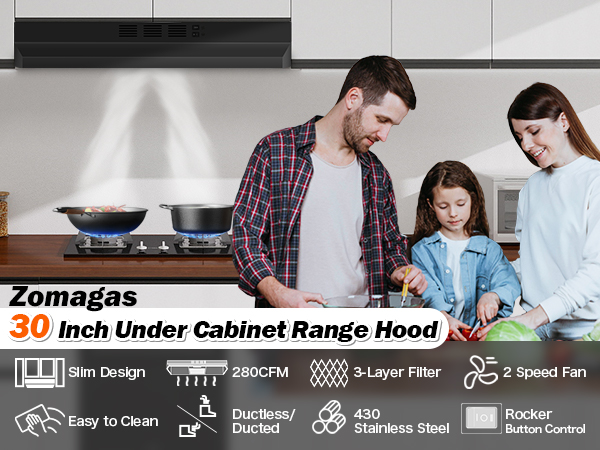 Zomagas 30 inch Range Hood Under Cabinet