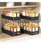 XIANKE Pull Out Spice Rack Organizer for Cabinet, 2-Tier Slide Out Spice Racks Organizer,Easy Ins...