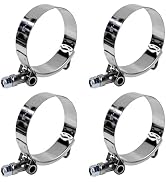 Wevdn 4PCS 2" T-Bolt Hose Clamp, Stainless Steel Tube Clamp with 57mm-65mm ID Range, Heavy-Duty A...