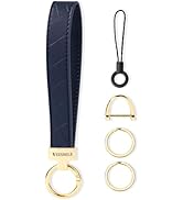 WEESMILE Leather Wristlet Keychain, Car Wrist Key Chain Bracelet with 2 Key Rings & D Ring, Cute ...
