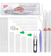 GarfxG Bead Needle Set, 50 PCS Straight Seed Beading Needles, 10 PCS Collapsible Big Eye Beading ...