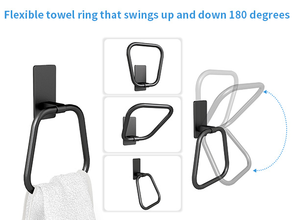 Flexible towel ringthat swings up and down 180 degrees