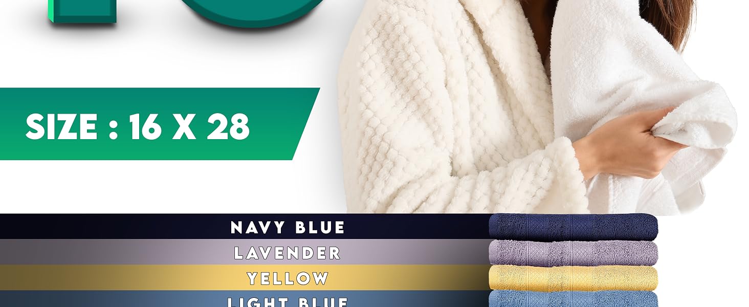 cotton hand towels 16 x 28 absorbent gym towels, spa towels set, quick dry towels, multicolor towels