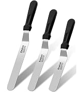 ANAEAT Icing Spatulas, Set of 3 Professional Cake Angled Offset Spatula with 6", 8", 10" Stainles...