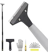 Quynhni Floor Scraper Tool, Floor Scraper Long Handle Heavy-duty 16-47" Comes with 10 Metal Blade...