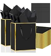 36 Pack Metallic Paper Gift Bags with Handles – Includes Tissue Paper – 8"x5"x10" – Elegant 5 Sen...