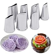 Hendiy 7Pieces/set Cake Decorating Tips Set Cream Icing Piping Fondant Rose Nozzle Pastry Tools F...