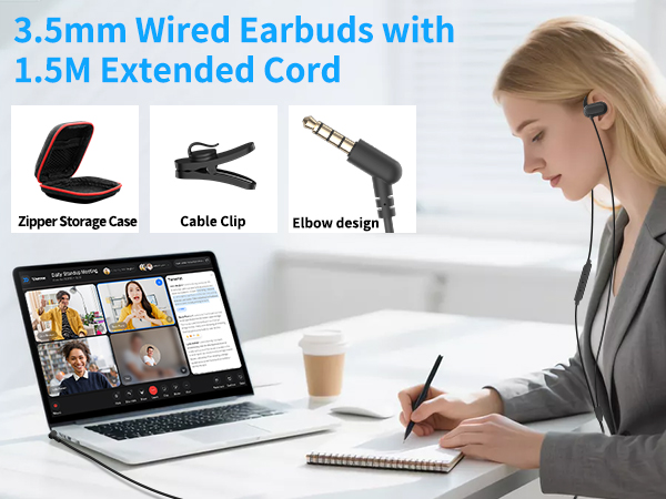 5FT Open Ear 3.5MM Headphones Wired Earbuds