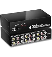 FlyroadUp 2 in 4 Out RCA AV Switch Splitter, Composite Video Stereo Audio Switcher Selector Box f...