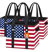 DSDCDJ Reusable Grocery Bags - Heavy Duty Reusable Shopping Bags with Hard Bottom & Long Handles,...