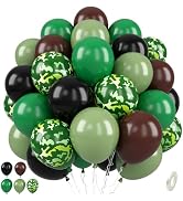 Paready Camo Balloons, 50 Pcs Green and Brown Balloons, Camouflage Army Balloon, 12 Inch Dark Sag...