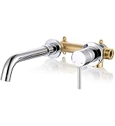 Wall Mount Bathroom Faucet, ARCORA Chrome Bathroom Sink Faucet, Single Handle Vanity Faucet, Swiv...
