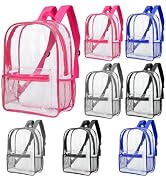 8Pcs 17" Large Bulk Clear Backpack for Boys Girls, Back to School Supplies | MADHOLLY Clear Visib...