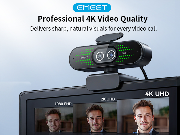 EMEET NOVA 4K Dual-Camera 4K Webcam for PC