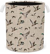 Billaion Rustic Mallard Duck Laundry Basket,Waterfowl Mallard Duck Decor Laundry Hamper Waterproo...
