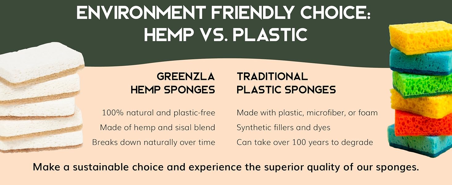 Greenzla Natural Sponges, natural dish sponge, organic natural kitchen sponges, non-toxic, hemp