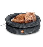 K&H Heated Cat Bed Indoor Thermo Pet Cuddler with Removable Waterproof Cat Heating Pad, Calming W...