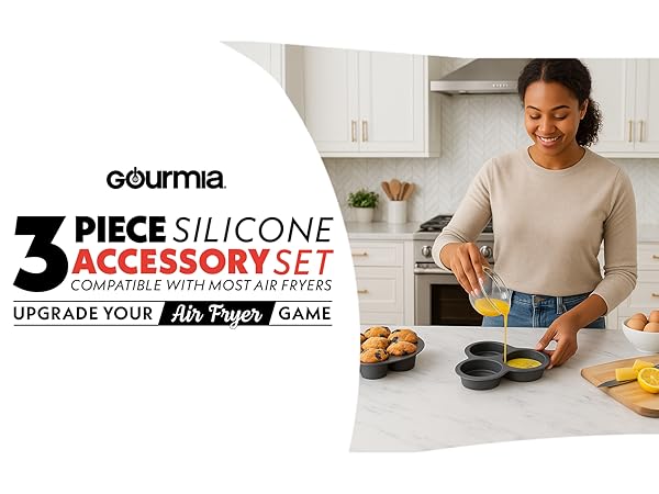 3 Piece Air Fryer Accessory Kit From Gourmia Air Fryer Basket Liner