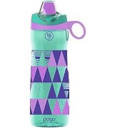 Pogo BPA-Free Tritan Kids Water Bottle with Silicone Soft Straw, Taffy Triangles, 18 oz.