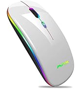 Wireless Bluetooth Mouse for Laptop, Rechargeable Mouse 2.4G USB Optical Wireless Mouse, LED Slim...
