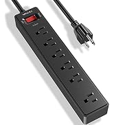 Power Strip, YISHU Surge Protector with 6 Outlets and 6 Feet Extension Cord for Home, Office, Dor...