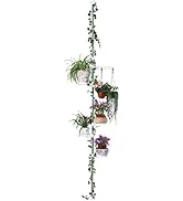 BAOYOUNI 5-Tier Tension Rod Plant Holder Pole, Flower Display Stand Rack Stainless Steel Decorati...