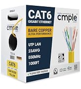 Cmple - Cat 6 Cable 1000ft, 23 AWG Bare Copper Wire CMR Riser Cat6 Ethernet Cable, (UTP) Unshield...