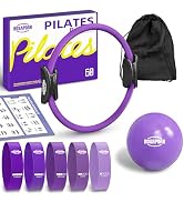 ROSAPOAR Pilates Essentials Kit for Women, Pilates Ring Set - 14" Magic Circle with Yoga Ball & R...
