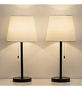 HAITRAL Bedside Table Lamps Set of 2 - Black and White Modern Desk Lamps for Bedroom, Dorm, Livin...