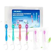 Mini Disposable Toothbrushes Set 5-in-1 Portable Pre-Pasted Travel Toothbrush with Toothpaste + T...