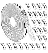 Stainless Steel Hose Clamp, 56 FT Metal Strapping + 24 Fasteners, Adjustable Worm Gear Pipe Clamp...