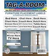 Tag-A-Room Furniture Placement Moving Label Stickers, 64 Count